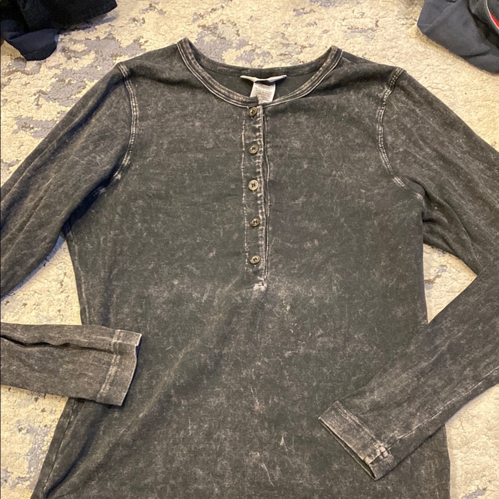 HARD TAIL Black Long Sleeve Henley Shirt